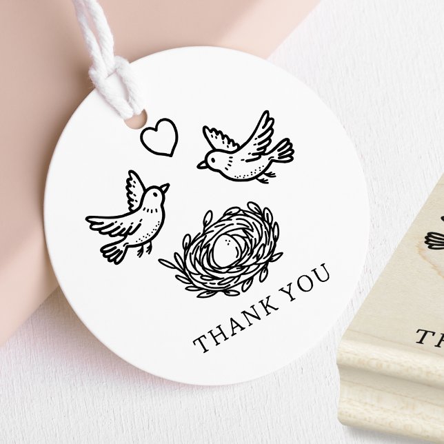 Sello De Caucho Birds and Nest Baby Shower Thank You (Subido por el creador)