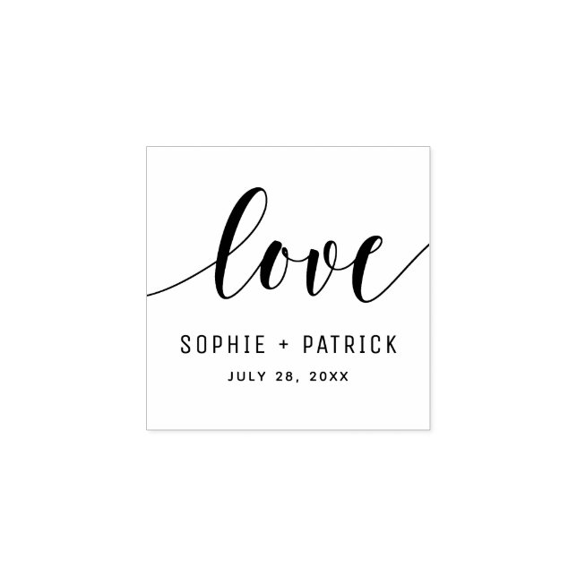 Sello De Caucho Black Whimsical Love Script Custom Wedding (Impresión)