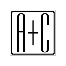 Sello De Caucho Blanco y negro | Iniciales de parejas