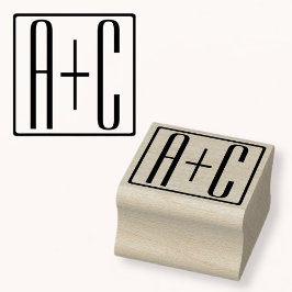 Sello De Caucho Blanco y negro | Iniciales de parejas