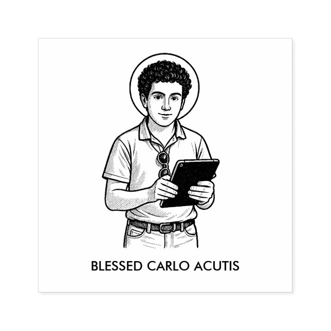 SELLO DE CAUCHO BLESSED CARLO ACUTIS CATÓLICO (Impresión)