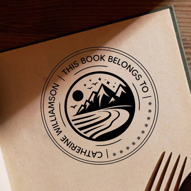 Sello De Caucho Boceto de Montaña Redonda Este libro pertenece a (Subido por el creador)