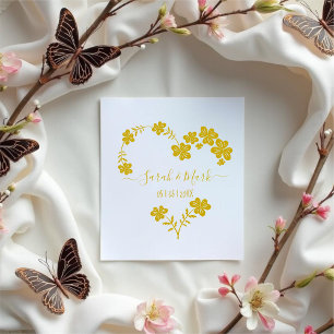 Sello De Caucho Boda Botánico Corazón Floral