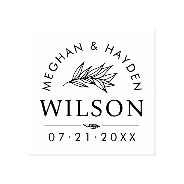 Sello De Caucho Boda Botánico Moderno | Personalizado Guardar la f (Impresión)