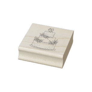Sello De Caucho Boda Cake Wood