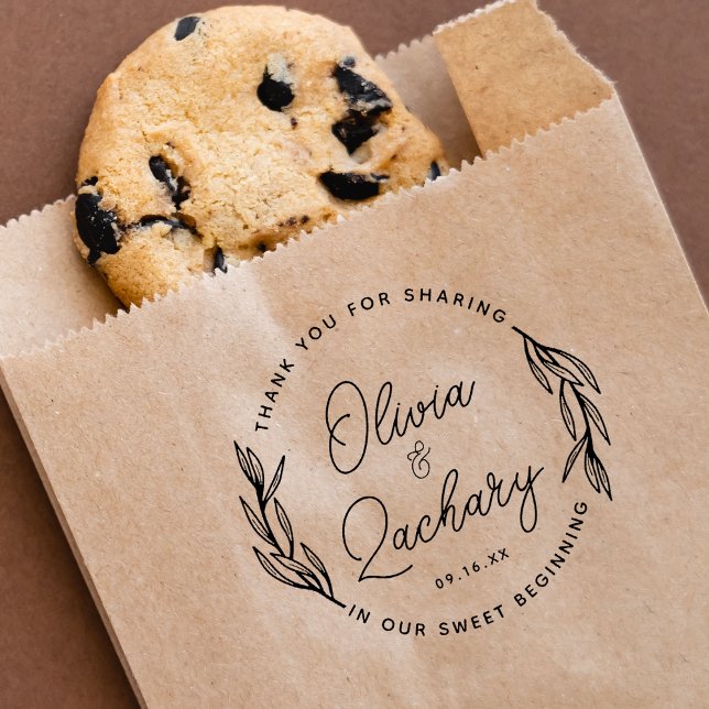 Sello De Caucho Boda circular de escritura moderna Gracias (Modern Script Circular Wedding Thank You Rubber Stamp)