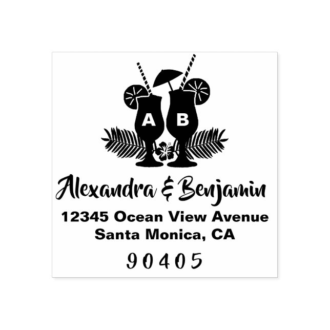 Sello De Caucho Boda de destino, bodas en la playa, Boda de verano (Impresión)