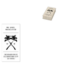 Sello De Caucho Boda de destino tropical de palmeras nubladas