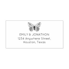 Sello De Caucho Boda de dirección de devolución de mariposa de Art