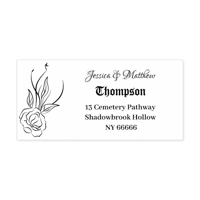 Sello De Caucho Boda de dirección de devolución floral rectangular (Impresión)