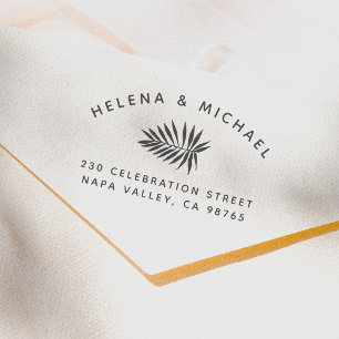 Sello De Caucho Boda de dirección de retorno de hoja de palmera mo