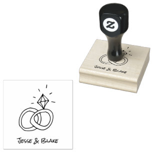 Sello De Caucho Boda de Ilustraciones Doodle en blanco y negro