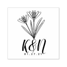 Boda de logotipo inicial de arte de línea floral M