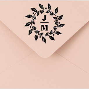 Sello De Caucho boda de monograma botánico elegante