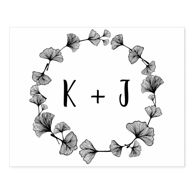 Sello De Caucho Boda de monograma grande (Impresión)