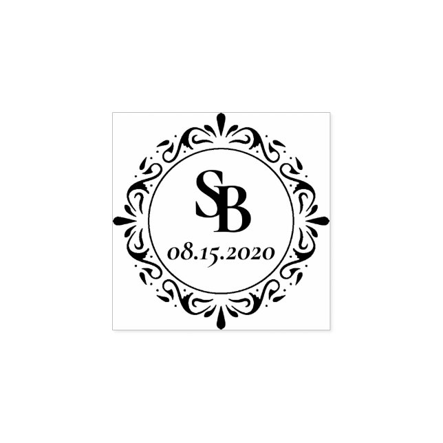 Sello De Caucho Boda de monograma ruso personalizado (Impresión)