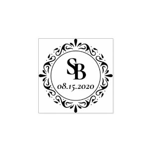 Sello De Caucho Boda de Monograma Rústico Personalizado