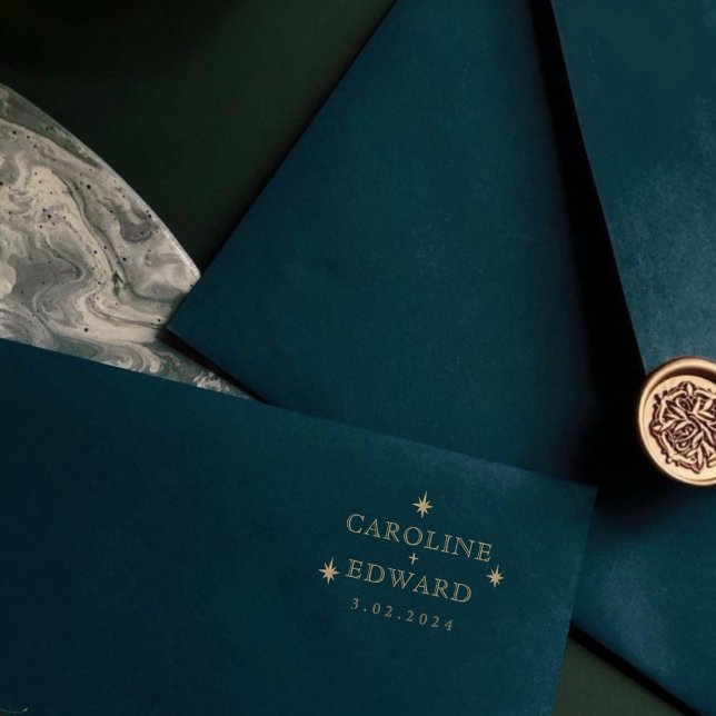 Sello De Caucho Boda de nombres de estrellas místicas doradas (Subido por el creador)