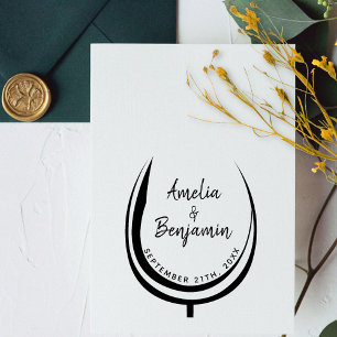 Sello De Caucho Boda de nombres de pareja de tipografía de vidrio