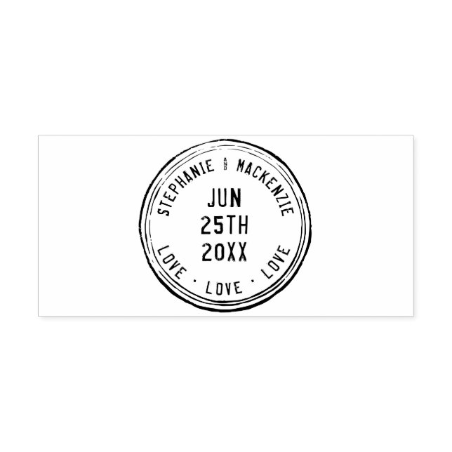 Sello De Caucho Boda de nombres personalizados de Personalizado de (Impresión)