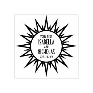 Sello De Caucho Boda de tipografía de Moda de Sunburst Art Deco Vi