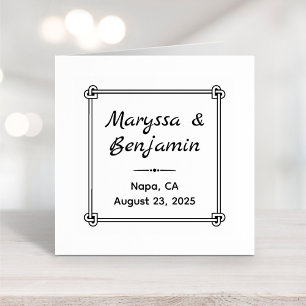 Sello De Caucho Boda del marco del Knot en forma de corazón de esq