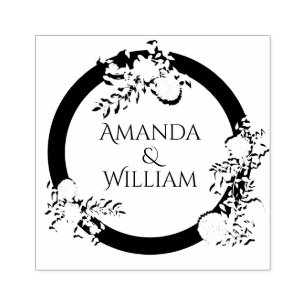 Sello De Caucho Boda finamente florecido