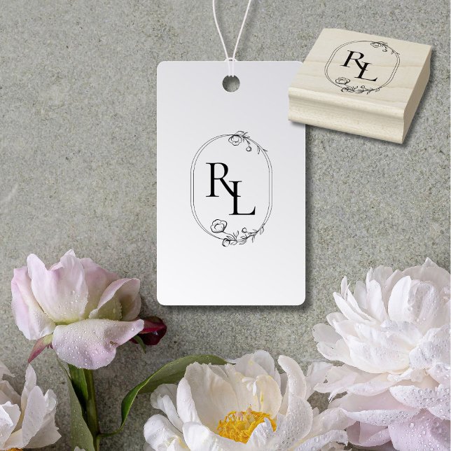 Sello De Caucho Boda floral bonito Iniciales monogramadas (Subido por el creador)