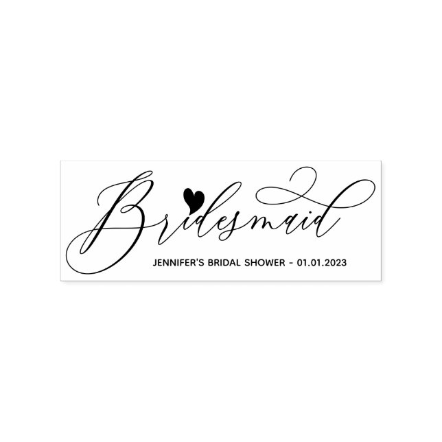 Sello De Caucho Boda Love Heart Script Bridal Shower (Impresión)