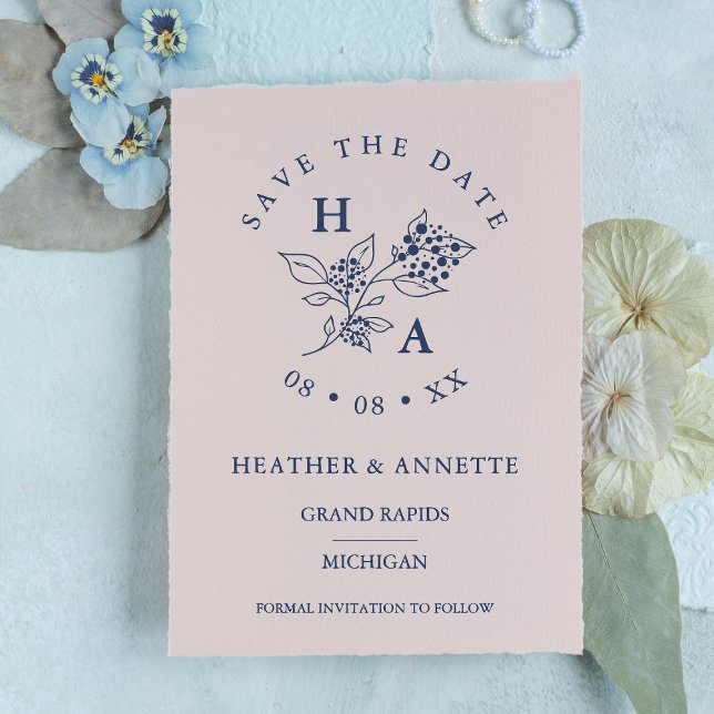 Sello De Caucho Boda minimal moderno Wildflowers Bunch Initials (Subido por el creador)