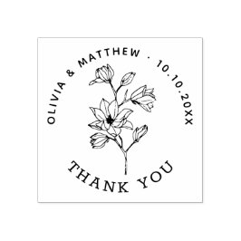 Sello De Caucho Boda minimalista Floral Elegante Gracias A Ustedes