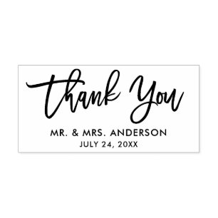 Sello De Caucho Boda Modern Brush Script Gracias