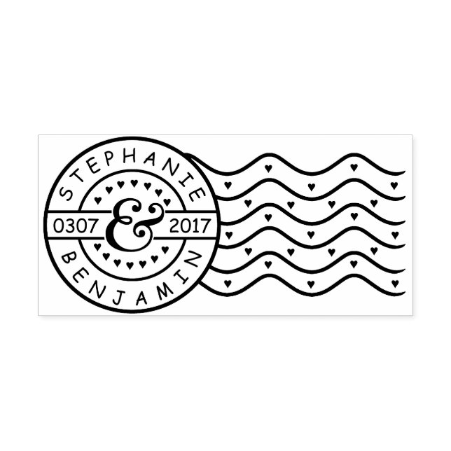 Sello De Caucho Boda Nombres personalizados Guardar fecha de envío (Impresión)
