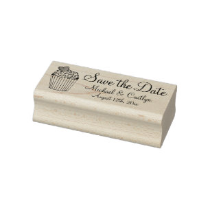 Sello De Caucho Boda personalizada Guardar el corazón del pastel d