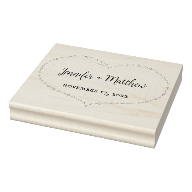 Sello De Caucho Boda personalizado del corazón de Boho con título  (Sello)