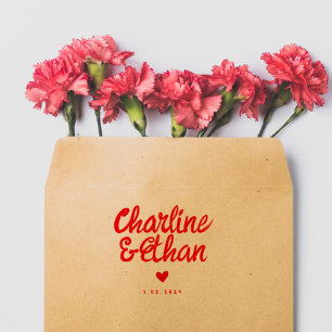 Sello De Caucho Boda retro de escritura a mano roja