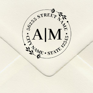 Sello De Caucho boda simple de dirección de retorno botánico en mo