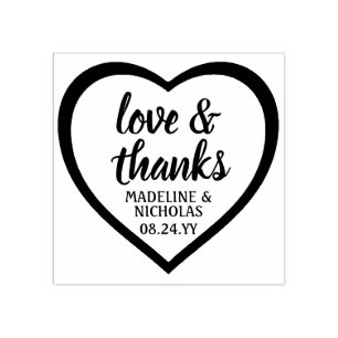 Sello De Caucho Boda Simple Modern Heart Amor y Gracias