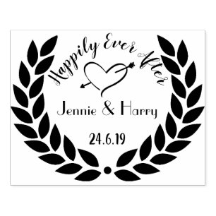 Sello De Caucho Boda Wreath de gran Personalizado