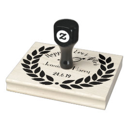 Sello De Caucho Boda Wreath de gran Personalizado