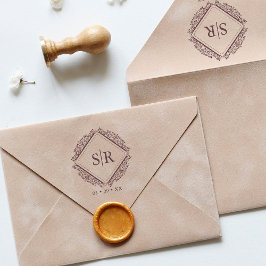 Sello De Caucho Bodas de moda Iniciales Ornamentales Sofisticadas