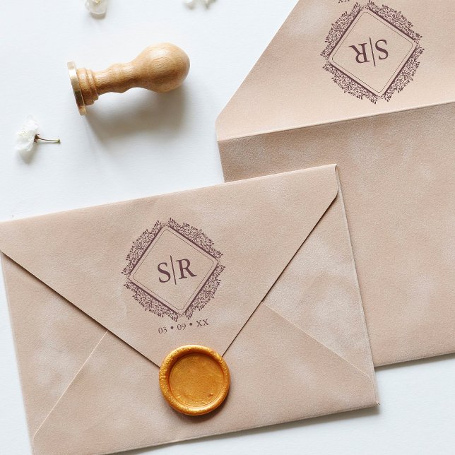 Sello De Caucho Bodas de moda Iniciales Ornamentales Sofisticadas (Subido por el creador)