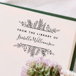 Sello De Caucho Boho Botanical de la Biblioteca de la Librería<br><div class="desc">Muestra tus libros favoritos algo de amor y guárdalos en tu colección personal con esta Librería Botánica "De la Biblioteca de" de Boho. Con hojas dibujadas a mano enmarcando una moderna letra sans serif para tu mensaje y una moda, escritura femenina para tu nombre. Haga clic en 'Personalize" para ver...</div>