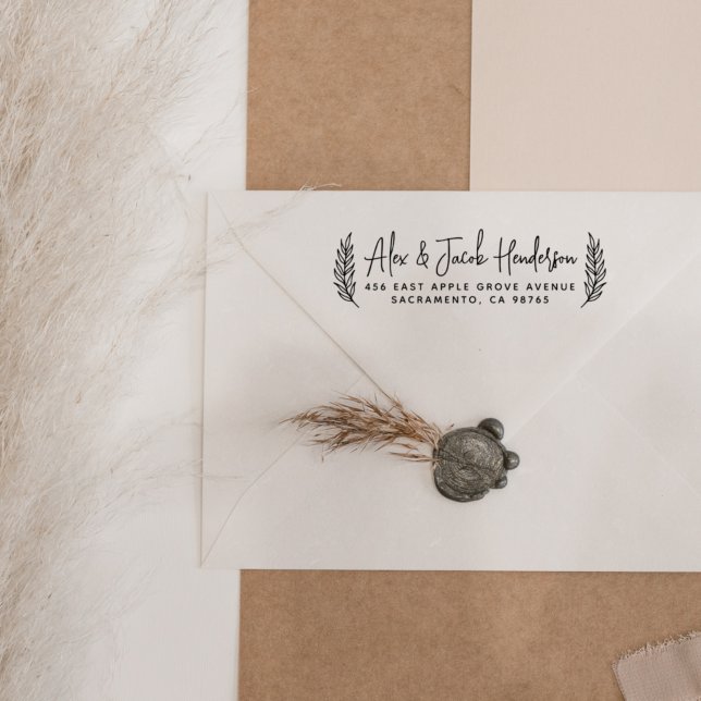 Sello De Caucho Boho deja la dirección de retorno del Boda de guio (Subido por el creador)