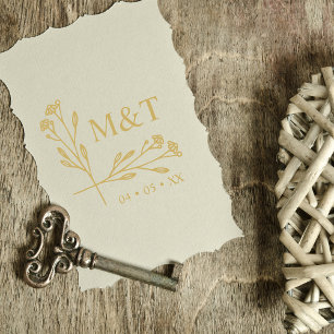 Sello De Caucho Boho Trendy Wildflowers Initials Wedding Monogram