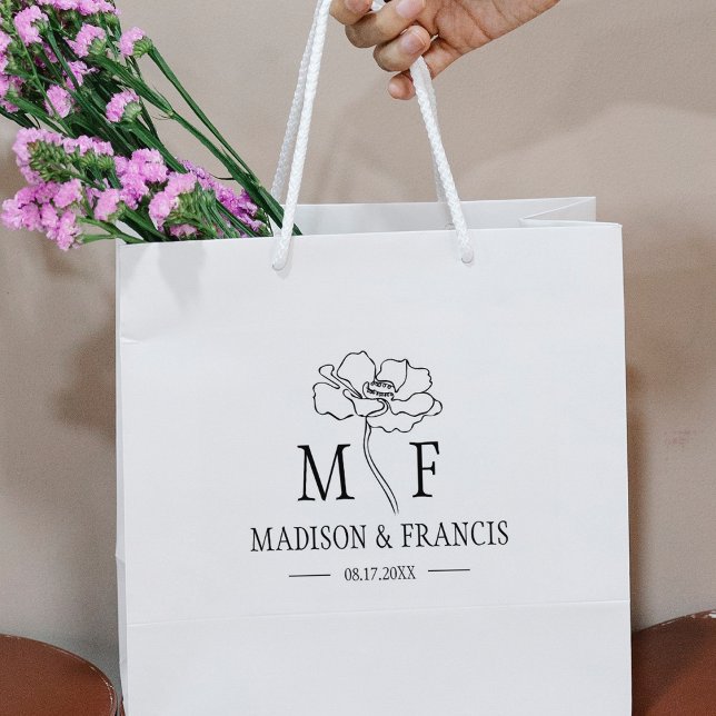 Sello De Caucho Bolsa de matrimonio personalizada de flor de monog (Subido por el creador)