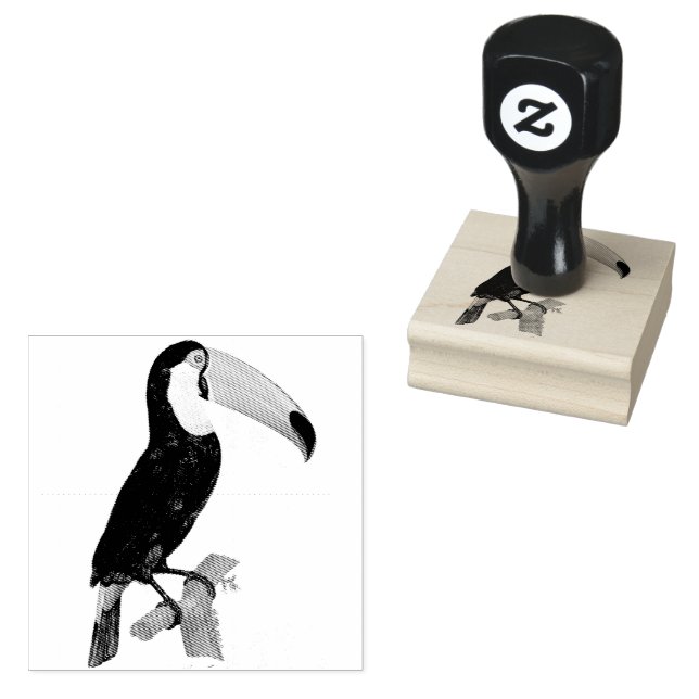 Sello De Caucho Bonito Ilustracion de la cosecha de pájaro negro (Sellado)