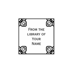 Sello De Caucho Bookplate español de la teja