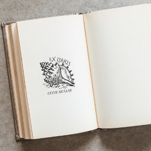 Sello De Caucho Bookplate Ex Libris de Shell de mar personalizado