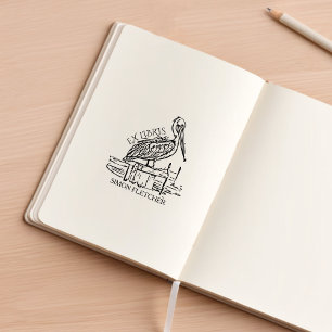 Sello De Caucho Bookplate Pelican Ex Libris Personalizado